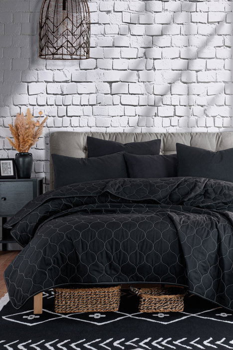L'essentiel linge de maison Juego de colcha doble Solid - Black L'essentiel linge de maison Juego de colcha doble Solid - Black